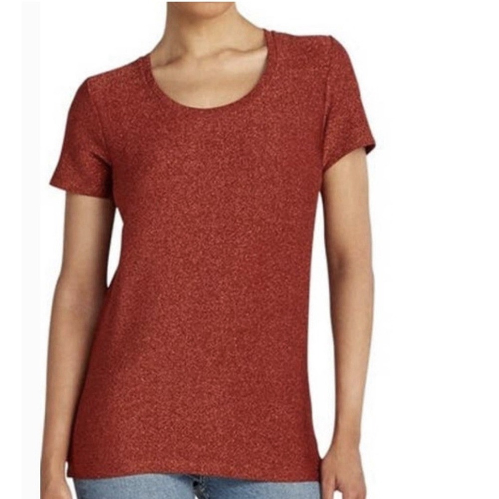 Scotch & Soda Maison Scotch Women's Top Size XS Metallic Weave Short Sleeve Rust